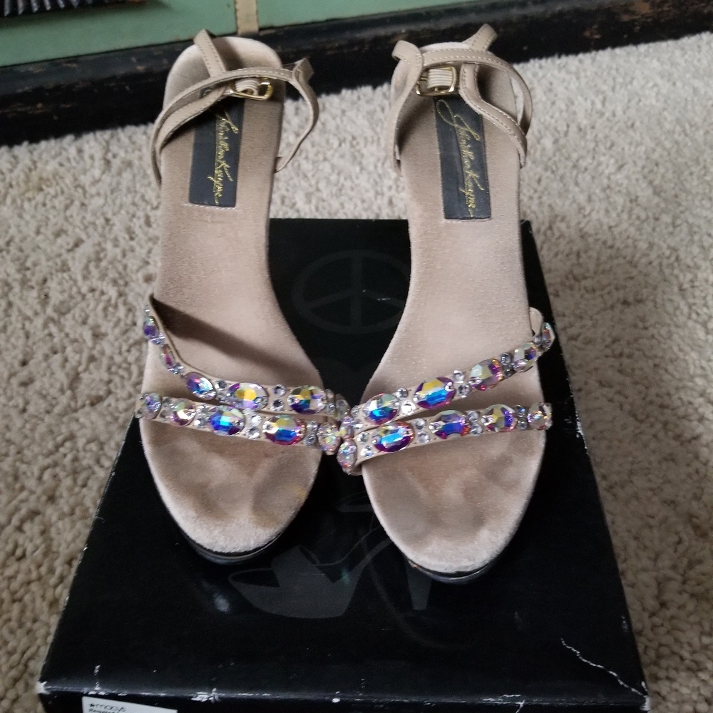 Johnathan Kayne Swarovski Crystal Nude Heels